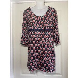 BODEN 8 Dress Peacock Blue Green  3/4 Sleeve Empire Waist V Neck Retro Modern